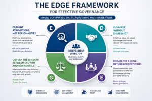 Independent Director Roles and Responsibilities explained through the EDGE governance framework infographic