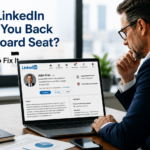 Senior executive reviewing a LinkedIn profile on a laptop while assessing board readiness and digital presence for securing a board seat