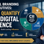 Personal branding for executives showing the Content Influence Index framework with reputation, influence, trust, and boardroom leadership.