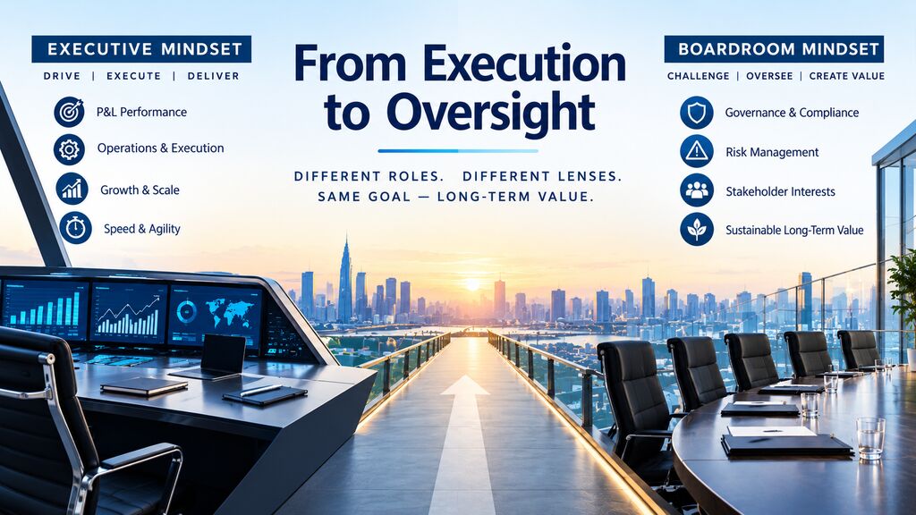 Independent Director in India transitioning from executive execution to boardroom oversight, governance, risk management and long-term value creation.
